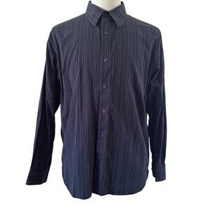 Perry Ellis Men’s Long Sleeve Striped Shirt Black Size Large